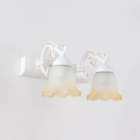 Vintage Ombre Frosted Glass Wall Mount Vanity Light For Bathroom 2 / White