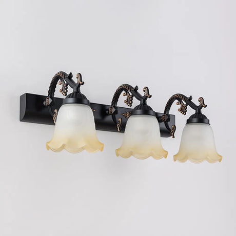 Vintage Ombre Frosted Glass Wall Mount Vanity Light For Bathroom 3 / Black