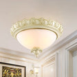 Vintage Opal Frosted Glass Flushmount Ceiling Light In White - 2/3 - Bulb Bowl Style Various Widths