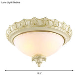 Vintage Opal Frosted Glass Flushmount Ceiling Light In White - 2/3 - Bulb Bowl Style Various Widths