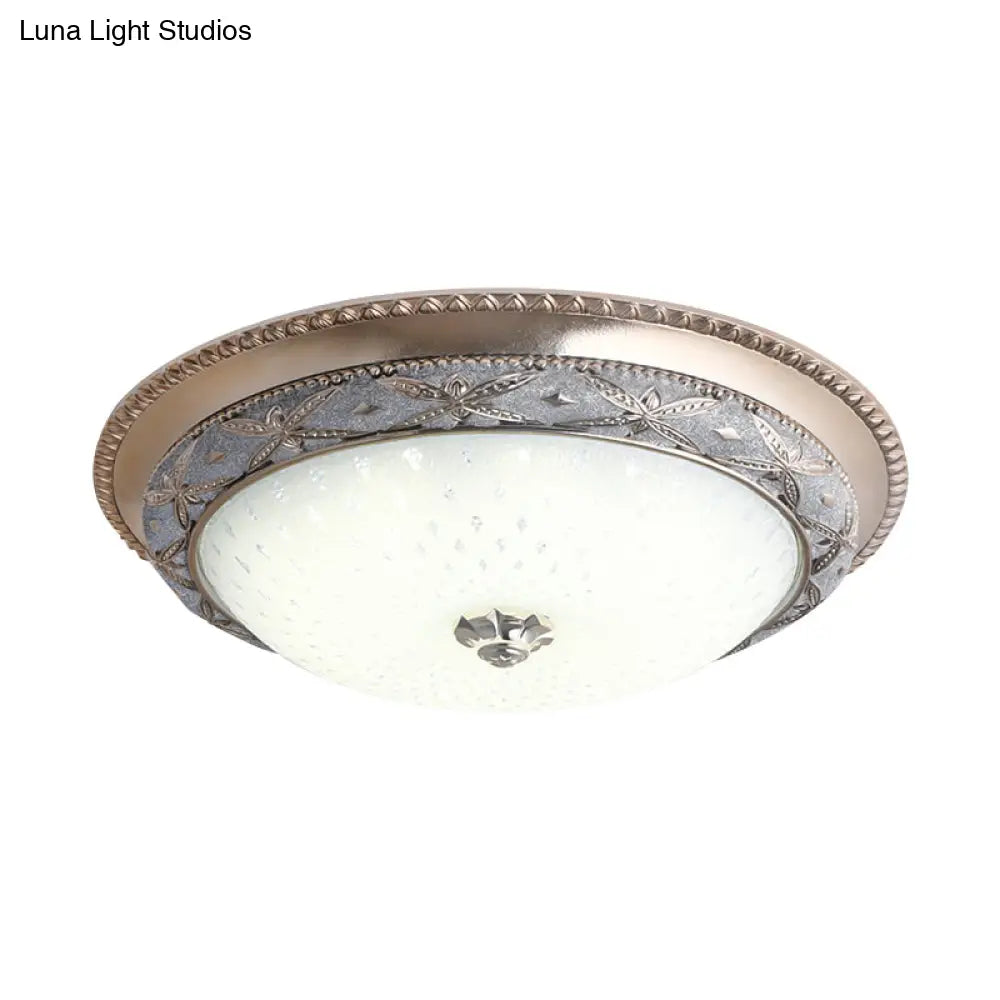 Vintage Opal Glass Bowl Shade Foyer Ceiling Lighting Sky Blue/Green Led Flush Mounted Light Fixture