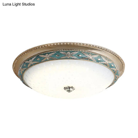 Vintage Opal Glass Bowl Shade Foyer Ceiling Lighting Sky Blue/Green Led Flush Mounted Light Fixture