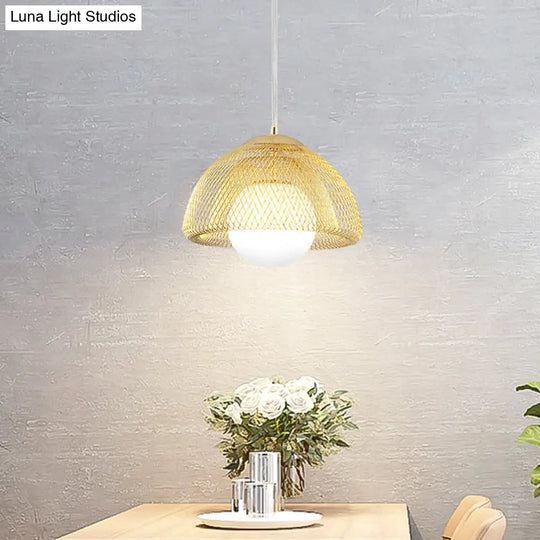 Vintage Opal Matte Glass Globe Pendant Light - 12’/16’ Wide 1 Hanging Lamp In Gold With Dual