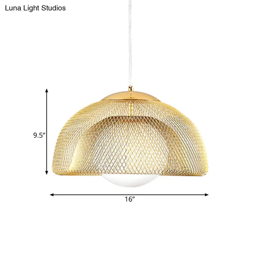 Vintage Opal Matte Glass Globe Pendant Light - 12’/16’ Wide 1 Hanging Lamp In Gold With Dual