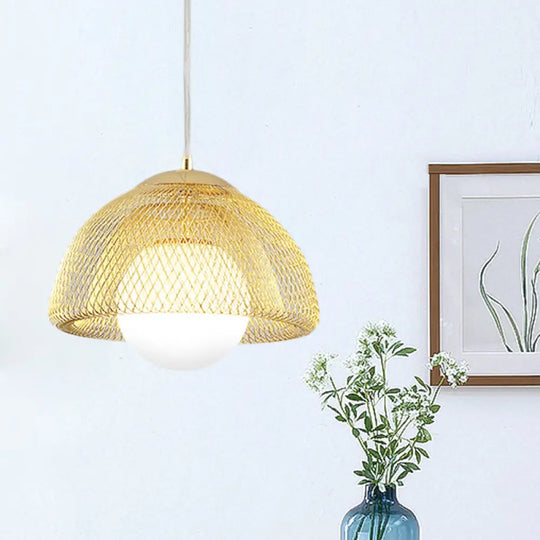 Vintage Opal Matte Glass Globe Pendant Light - 12’/16’ Wide 1 Hanging Lamp In Gold With Dual