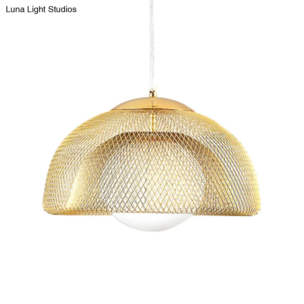 Vintage Opal Matte Glass Globe Pendant Light - 12’/16’ Wide 1 Hanging Lamp In Gold With Dual
