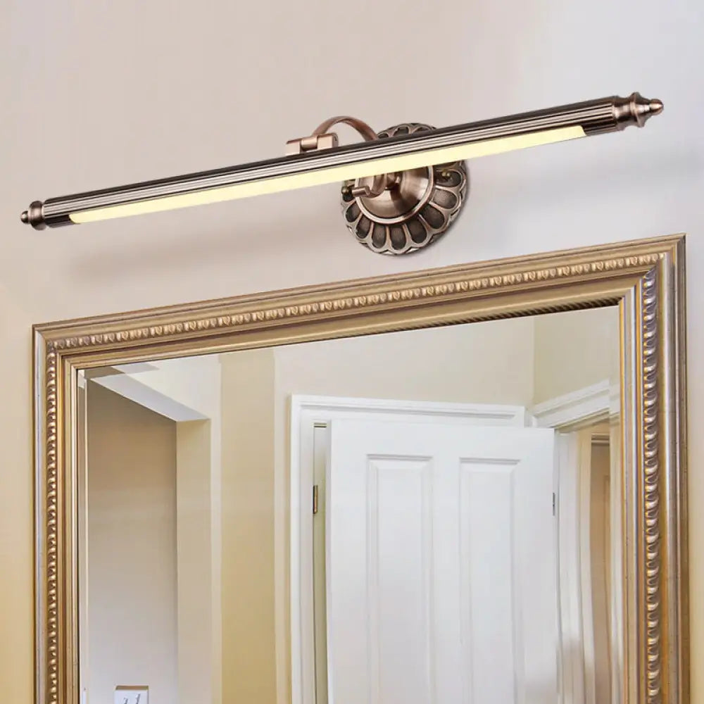Vintage Pole Vanity Lamp: Swing Arm Acrylic Led Wall Mount Light Copper / 19.5 White