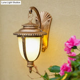 Vintage Porch Wall Lantern With Milk Frosted Glass Shade - Small/Large Black/Brass Options