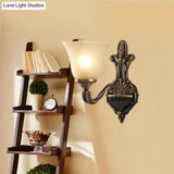 Vintage Porch Wall Sconce With Frosted Glass In Bronze - 1/2-Light Light Fixture
