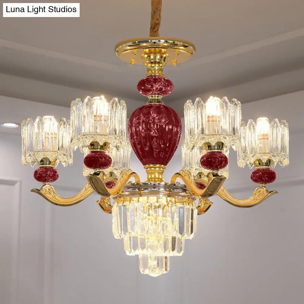 Vintage Prismatic Crystal Chandelier - Elegant Dining Room Lighting Fixture