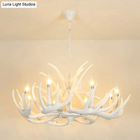 Vintage Resin Chandelier - Retro Dining Pendant Light Fixture In Deer Horn Shape