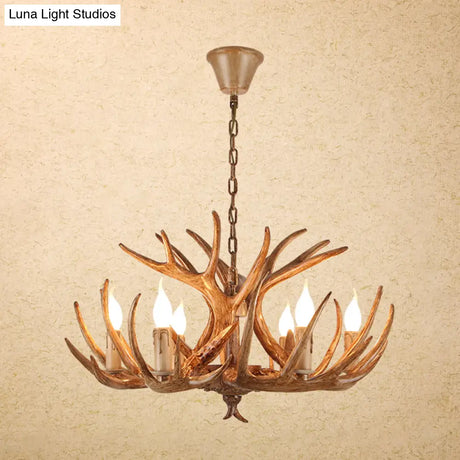 Vintage Resin Chandelier - Retro Dining Pendant Light Fixture In Deer Horn Shape