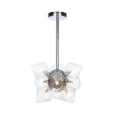 Vintage Ribbed Glass Ceiling Lamp With Prism Semi Flush Design - Black/Chrome Finish 9/12 Lights