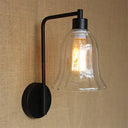 Vintage Ribbed Glass Wall Sconce - Black Bedroom Lamp / B