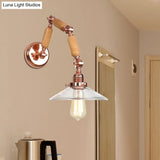 Vintage Rose Gold Conical Glass Wall Lamp With Single Bulb - Clear Mounted Sconce Light For Living