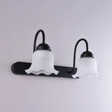 Vintage Ruffled Wall Mount Milk Glass Vanity Sconce With Gooseneck Arm For Bathroom Lighting 2 /