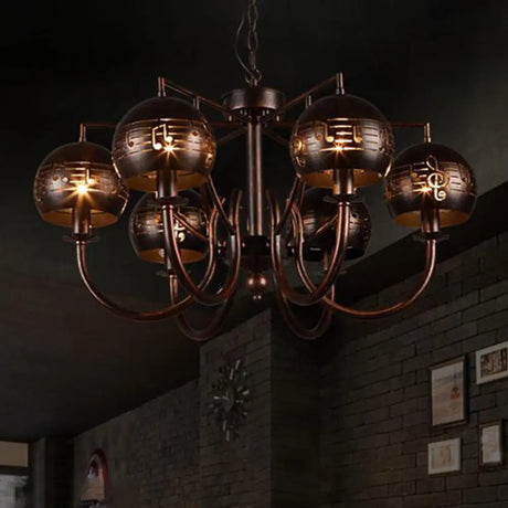 Vintage Rustic 6-Light Metal Hanging Chandelier – Bubbled Etched Ceiling Light For Dining Room
