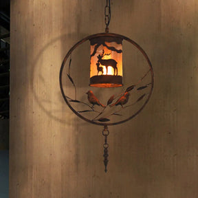 Vintage Rustic Cylinder Wall Sconce With Fabric Bird Accent - 1-Light Metal Lamp For Dining Room 1