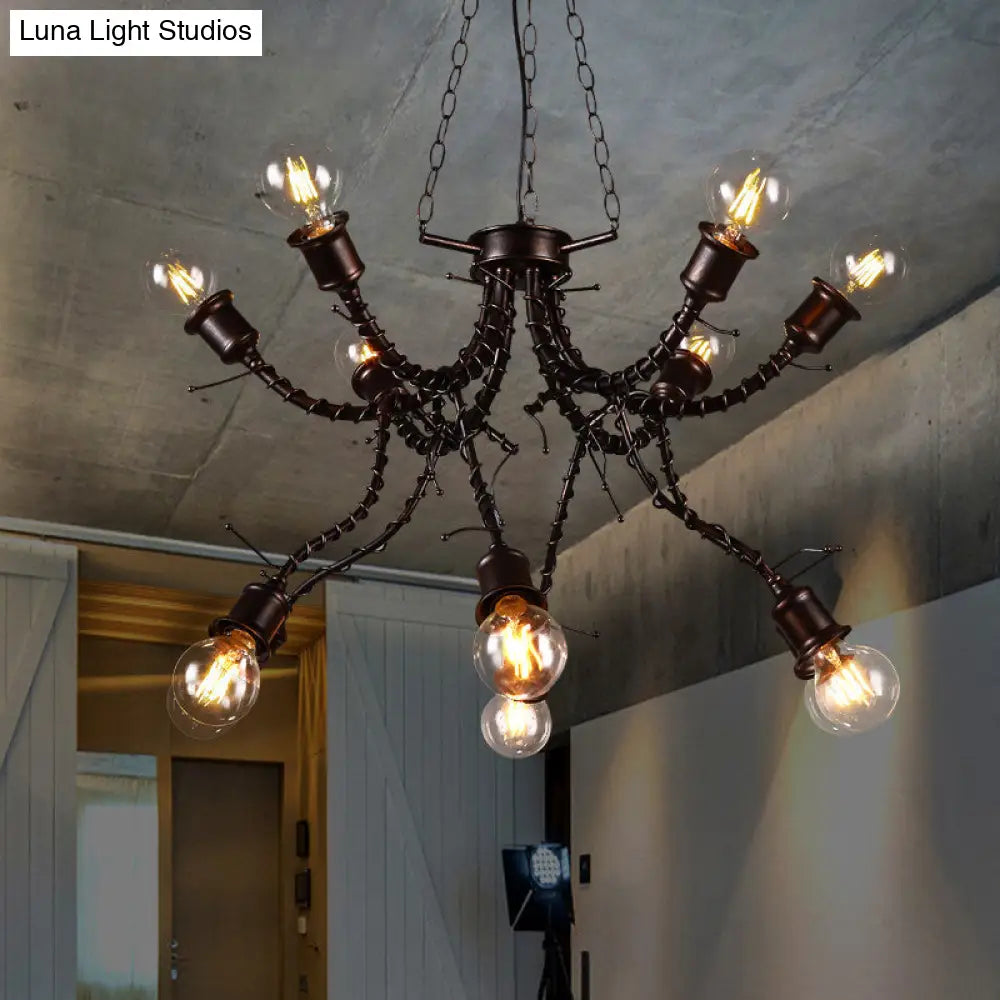 Vintage Rustic Iron Twig Arm Chandelier Pendant Lamp For A Stylish Cafe Vibe