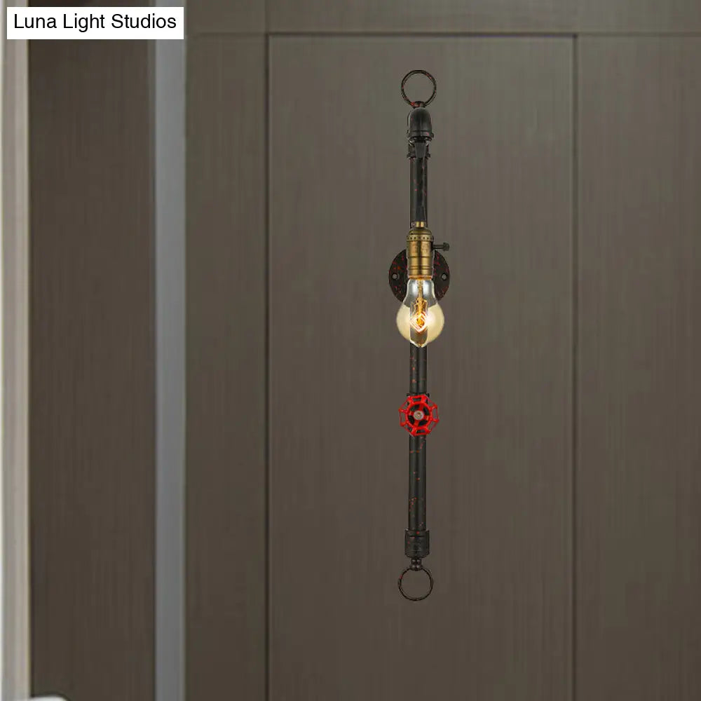 Vintage Rustic Wall Sconce With Pipe Valve And 1 Light For Living Room Décor