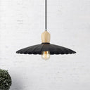 Vintage Scalloped Edge Hanging Lamp - Black/White 1 Light Metal Pendant Dining Table