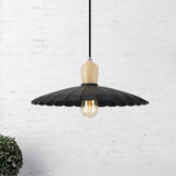 Vintage Scalloped Edge Hanging Lamp - Black/White 1 Light Metal Pendant Dining Table