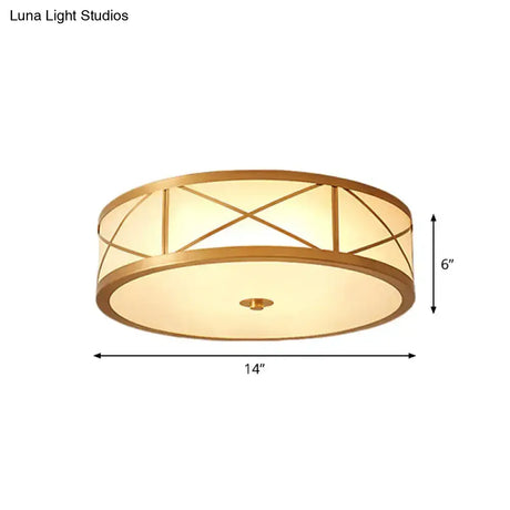 Vintage Scalloped Frosted Glass Flush Mount Light With Brass Finish - 3 Lights For Bedroom Ceiling