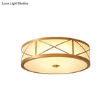 Vintage Scalloped Frosted Glass Flush Mount Light With Brass Finish - 3 Lights For Bedroom Ceiling