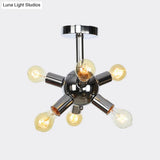 Vintage Semi-Flush Mount Ceiling Lamp With Chrome/Gold Sputnik Design Available In 6 9 Or 12 Lights
