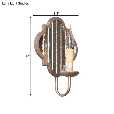 Vintage Silver Metal Wall Light With Mirror Backplate - Corridor Sconce Candle Style