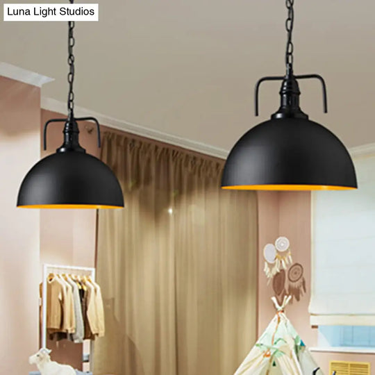Vintage Single-Bulb Metallic Pendant Light Fixture For Restaurants Black / 12