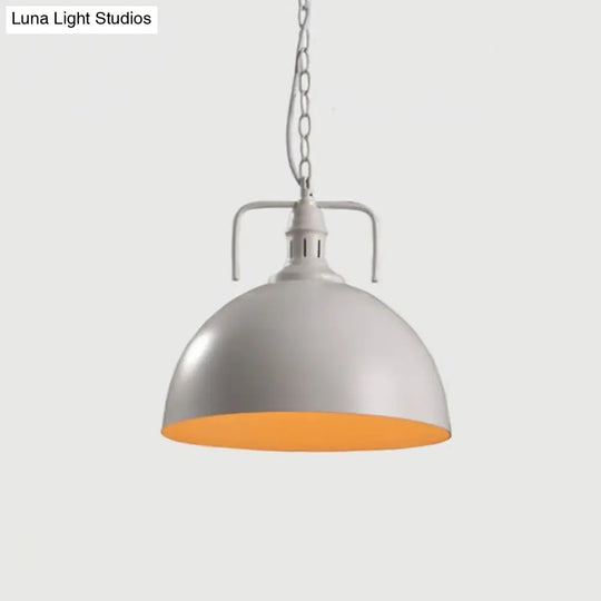 Vintage Single-Bulb Metallic Pendant Light Fixture For Restaurants White / 12