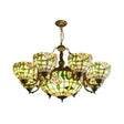 Vintage Stained Glass Chandelier - 8 Arm Industrial Pendant With Center Bowl Ideal For Dining Room