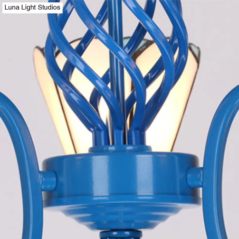 Vintage Stained Glass Cone Pendant Light With Crystal Ideal For Industrial Bedroom Ceiling - 5