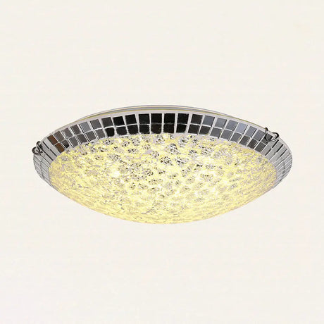 Vintage Stained Glass Flush Mount Ceiling Light - Crackled Bowl Shape 12’/16’ Wide Clear