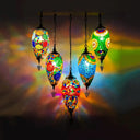 Vintage Stained Glass Multi-Light Pendant Ceiling Lamp - Waterdrop Bedroom Décor 5 Heads