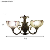 Vintage Stained Glass Wall Light In Antique Bronze For Bedroom