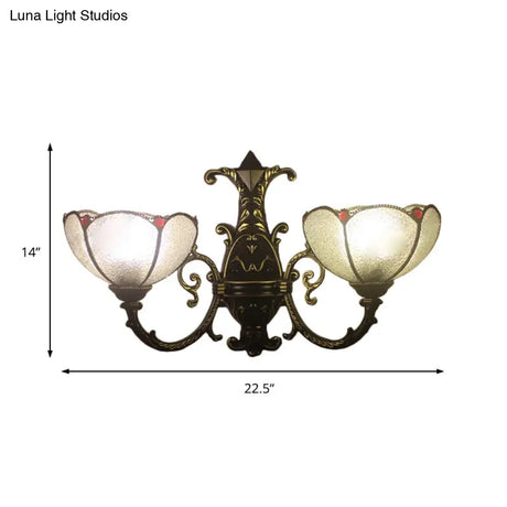 Vintage Stained Glass Wall Light In Antique Bronze For Bedroom
