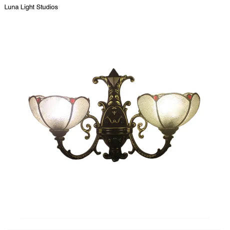 Vintage Stained Glass Wall Light In Antique Bronze For Bedroom