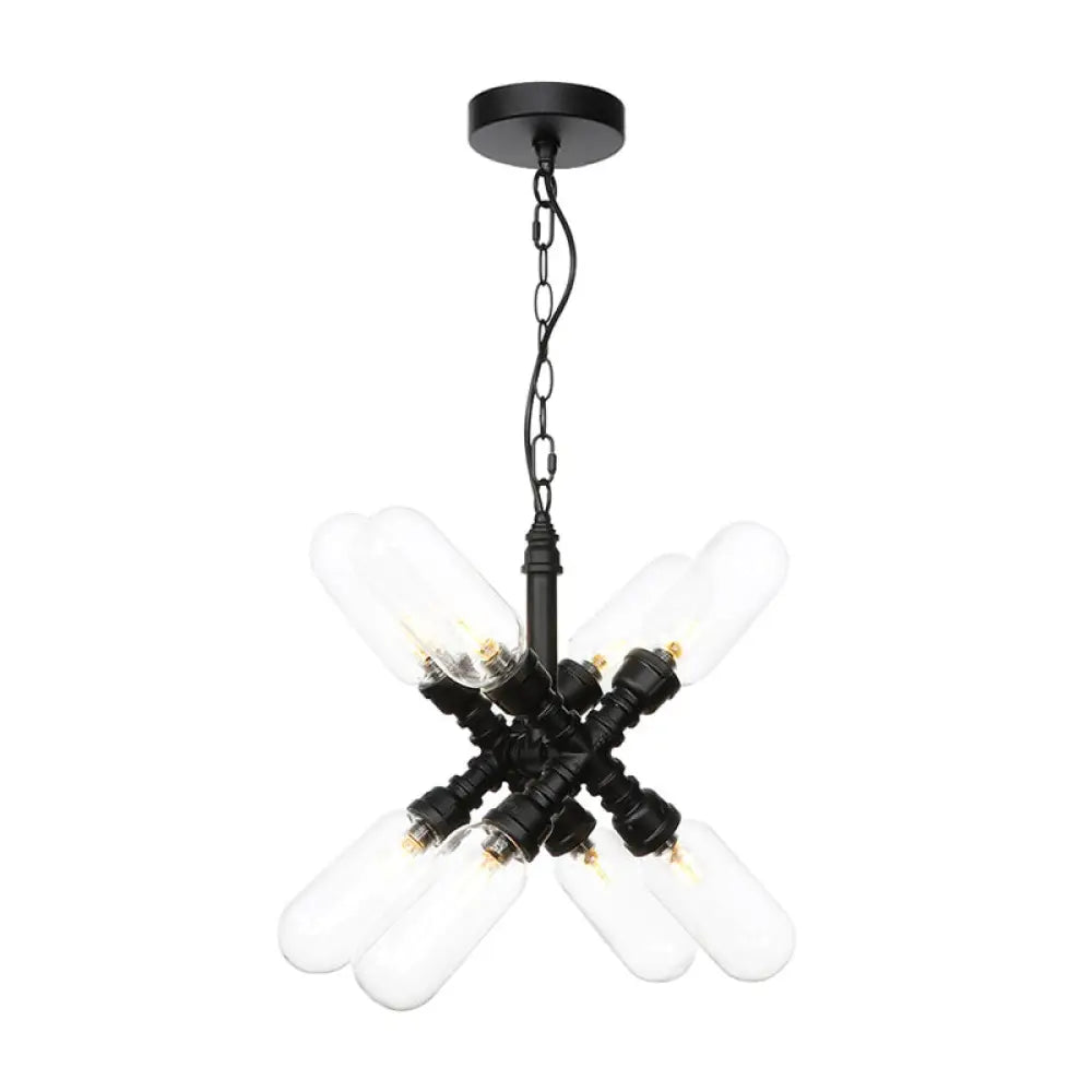 Vintage Starburst Chandelier – 5/6/8 Light Amber/Clear Glass Pendant Lamp 6 / Clear