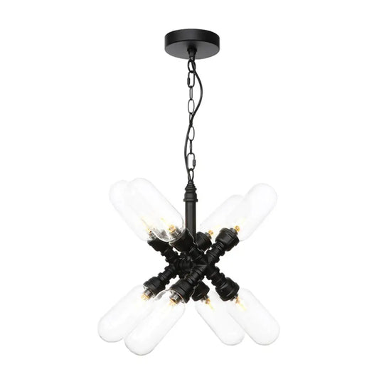 Vintage Starburst Chandelier – 5/6/8 Light Amber/Clear Glass Pendant Lamp 6 / Clear