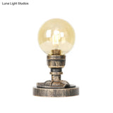 Vintage Style 1-Light Desk Lamp With Clear/Amber Glass Shade And Antique Bronze Globe Base - Perfect