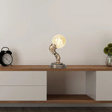 Vintage Style 1-Light Desk Lamp With Clear/Amber Glass Shade And Antique Bronze Globe Base - Perfect