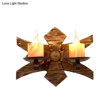 Vintage Style 2-Light Indoor Sconce Lamp: Black Candle/Lantern Wall Lighting With Clear Glass/Marble