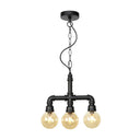 Vintage Style 3-Bulb Amber/Clear Glass Chandelier With Led Lighting For Dining Room Ceiling Amber /