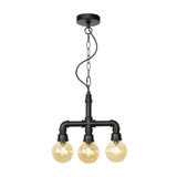 Vintage Style 3-Bulb Amber/Clear Glass Chandelier With Led Lighting For Dining Room Ceiling Amber /