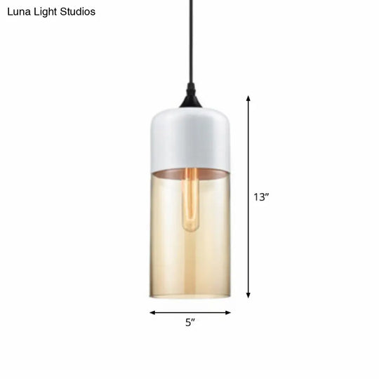 Vintage Style Amber Glass Pendant - Single-Bulb Dining Room Lighting White / B