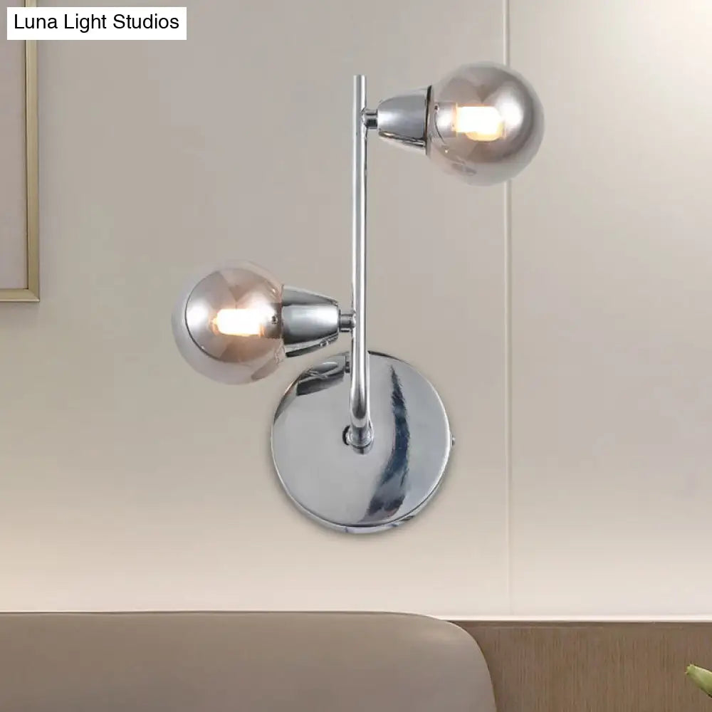 Vintage Style Ball Shaped Glass Wall Sconce Light With Chrome Finish - 2/4 Lights Ideal For Living