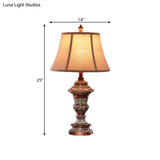 Vintage Style Bell Shade Nightstand Lamp In Red Brown With Urn-Shaped Base 25/29.5 H