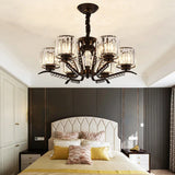 Vintage Style Black Crystal Drum Chandelier - 3/5 Head Suspension Lamp For Dining Room 6 /